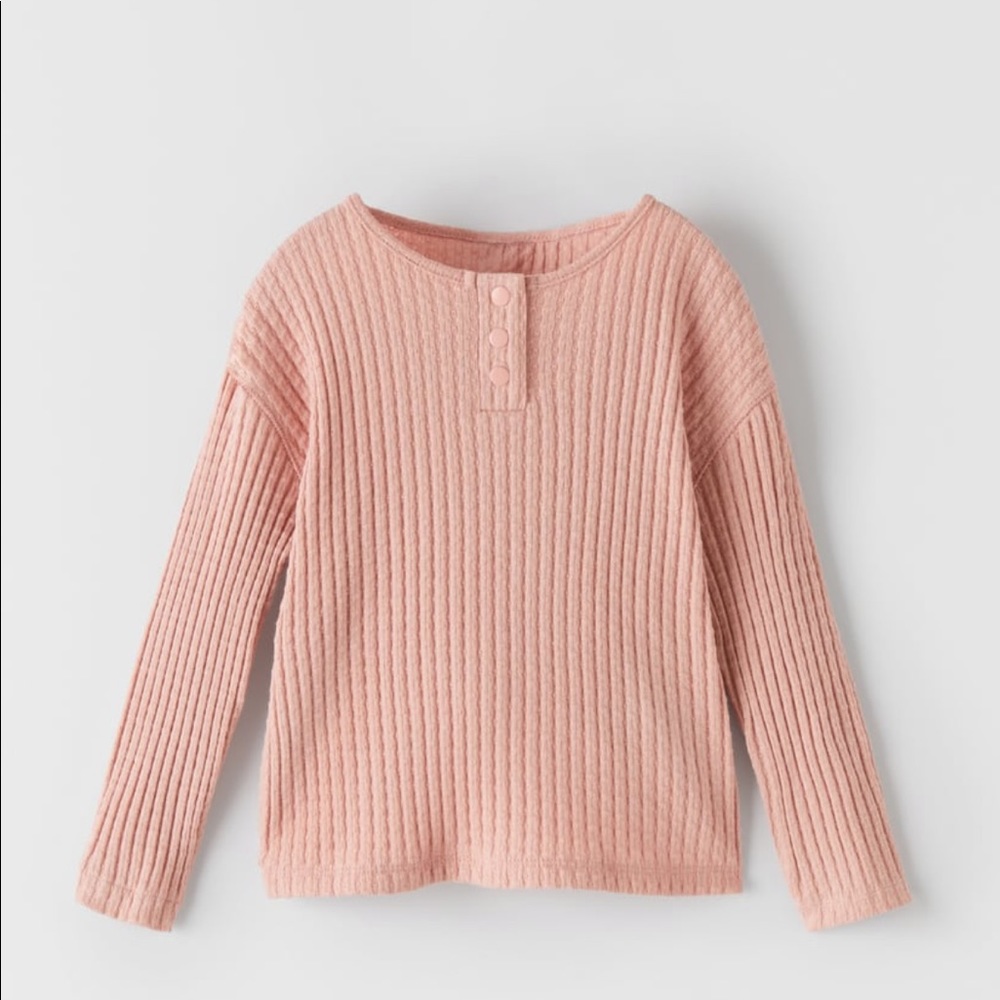 NWT Zara girls snap button ribbed shirt